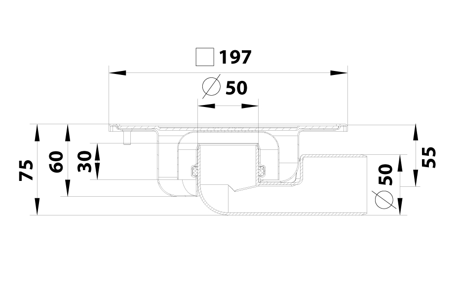 cross-sectionBlücher Compact vloerput 182.201.050