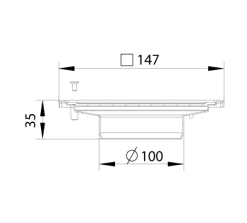 cross-sectionBlücher Compact vloerput zonder waterslot 183.151.100